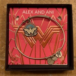 Alex and Ani Black Wonder Woman Charm Bracelet w/ Gift Box
